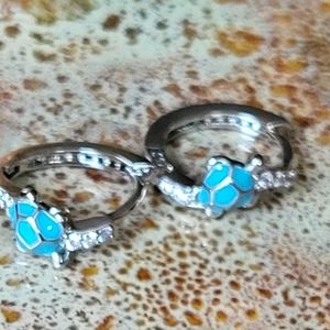 Sterling silver turtle huggy hoops
